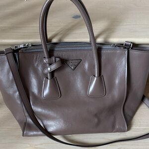 Prada Taupe Leather Satchel